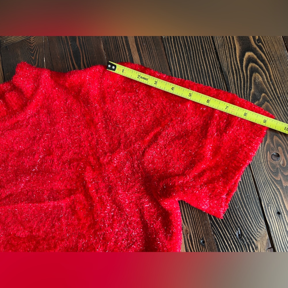 FRANCO VALERI • Red Sparkle Top glitter partycore Y2K holiday glam festival FV L - Picture 11 of 13